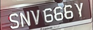 Car plate SNV 666 Y for sale or trade to 777 plate