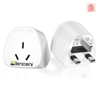 LENCENT 2X AU to UK Plug Adapter, Grounded Australian Visitors Travel Converter, Converts all TYPE I Plugs from Australia New Zealand China Fiji Argentina and more (Type G)