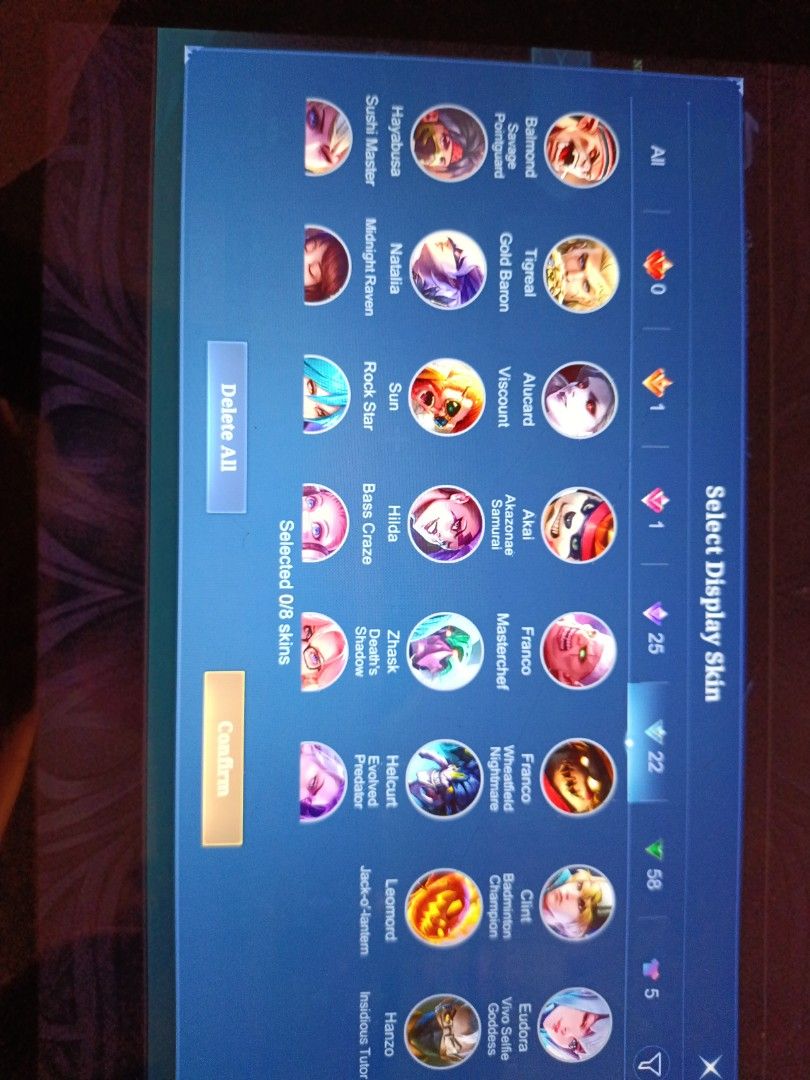 MLBB Account for sale (Category: Others) located in Singapore. Submitted by usermist (Listing ID 1355800430, Image 7). Description: any skins (CHECK PICTURES).