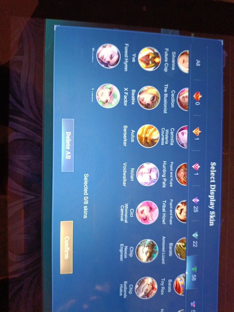 MLBB Account for sale (Category: Others) located in Singapore. Submitted by usermist (Listing ID 1355800430, Image 1). Description: any skins (CHECK PICTURES).