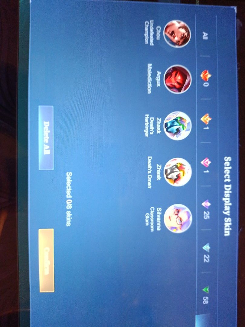 MLBB Account for sale (Category: Others) located in Singapore. Submitted by usermist (Listing ID 1355800430, Image 2). Description: any skins (CHECK PICTURES).