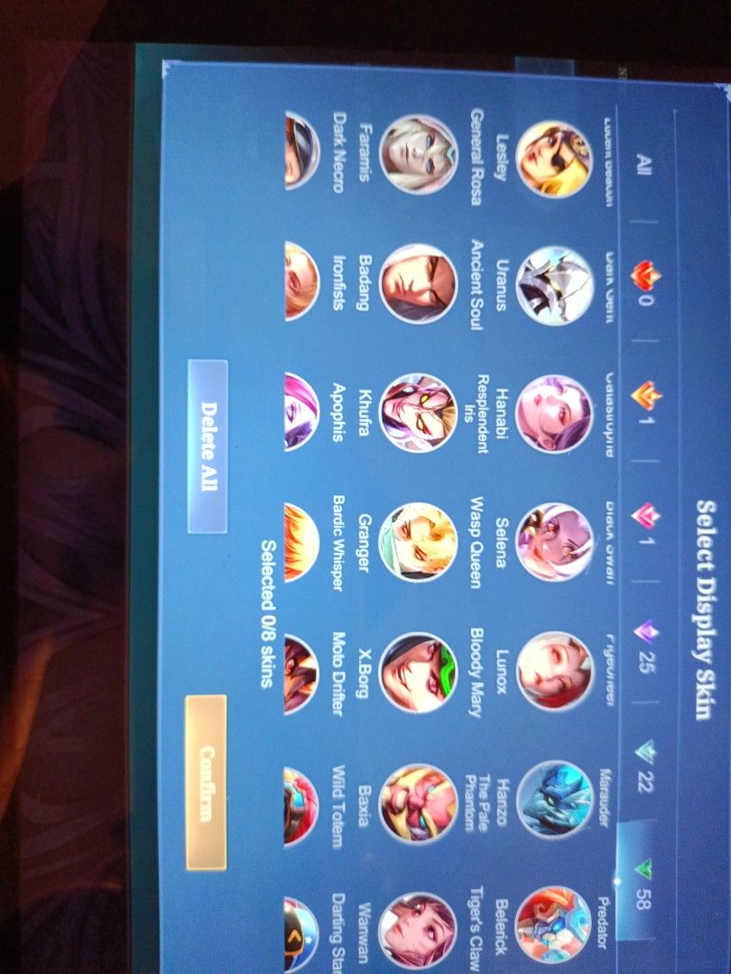 MLBB Account for sale (Category: Others) located in Singapore. Submitted by usermist (Listing ID 1355800430, Image 4). Description: any skins (CHECK PICTURES).