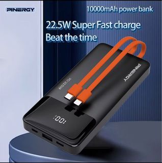 PINERGY PD20W 10000mAh Fast Charge QC22.5w PG-961 Powerbank with Build in Cable