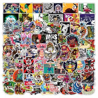 25/50/75pcs Vans Off The Wall Fashion Brand Waterproof Vinyl PVC Stickers Decal Label Water Bottle Laptop Tablet Phone Bike Helmet Luggage Guitar Skateboard Suitcase Graffiti
