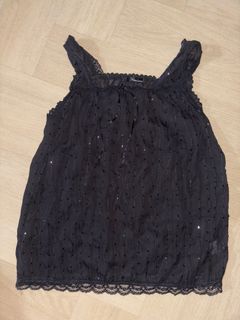 Y2K Ballet core black Sequined Lace Top/dress vintage piece