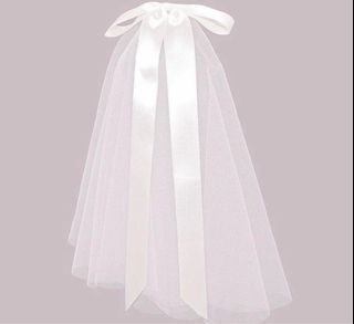 [Ready Stock]Short White Veil hair clip (Approx. 18 x 39cm) for Kids Birthday,ROM Bridal Wedding Proposal ROM Hair accessories(per PCS)