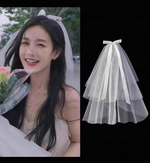[Ready Stock]Short White Veil hair clip  for Kids Birthday,ROM Bridal Wedding Proposal ROM Hair accessories(per PCS)