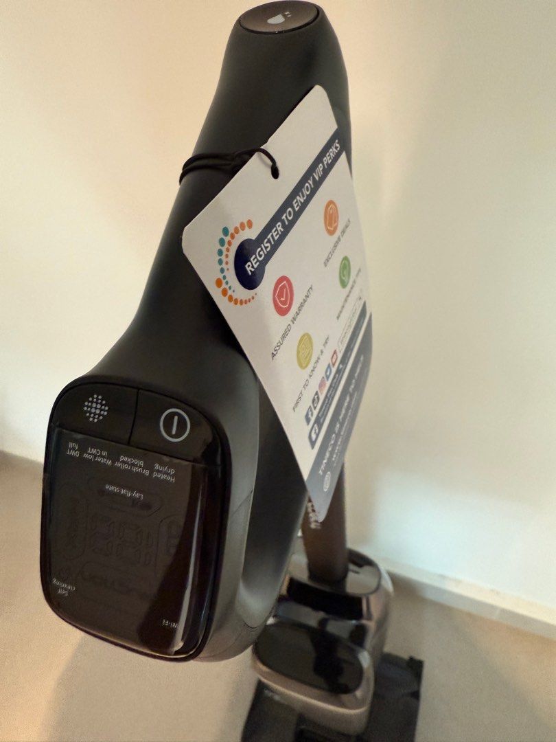 Tineco Floor One Artist 9 (Come with Box) (Category: Vacuum Cleaner & Housekeeping) located in Singapore. Submitted by xleirbag (Listing ID 1372097912, Image 5). Description: Used only a few times, have the box and all items included in box. Still within 2 years warranty. Bought in Mar 2025. Key Features and Specifications: Suction Power: Up to 22 kPa. Runtime: Up to 50 minutes. Lay-Flat Design: 180° for easy cleaning under furniture. DualBlock A