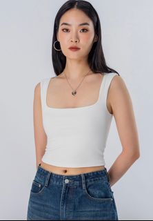 YHF ESCAPE SQUARE NECK PADDED TOP (WHITE)