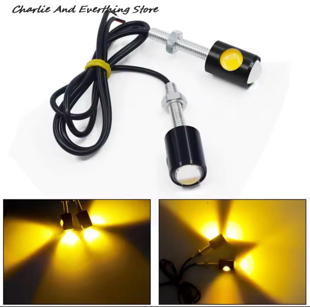 🔥LED 12V 1Pair Eagle Eye 2 Way Lighting Shape Mini Number Plate Light / Turn Signal Indicator Light / Tail Rear Light / Brake Light Fog Lamp Bulb Ebike PAB PMA Motorcycle (Category: Other PMDs & Parts) located in Singapore. Submitted by punggol_lew_bikescooter (Listing ID 1374153538, Image 1). Description: 🔥LED 12V 1Pair Eagle Eye 2 Way Lighting Shape Mini Number Plate Light / Turn Signal Indicator Light / Tail Rear Light / Brake Light Fog Lamp