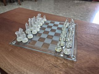 Frosted Glass Chess Set with Box