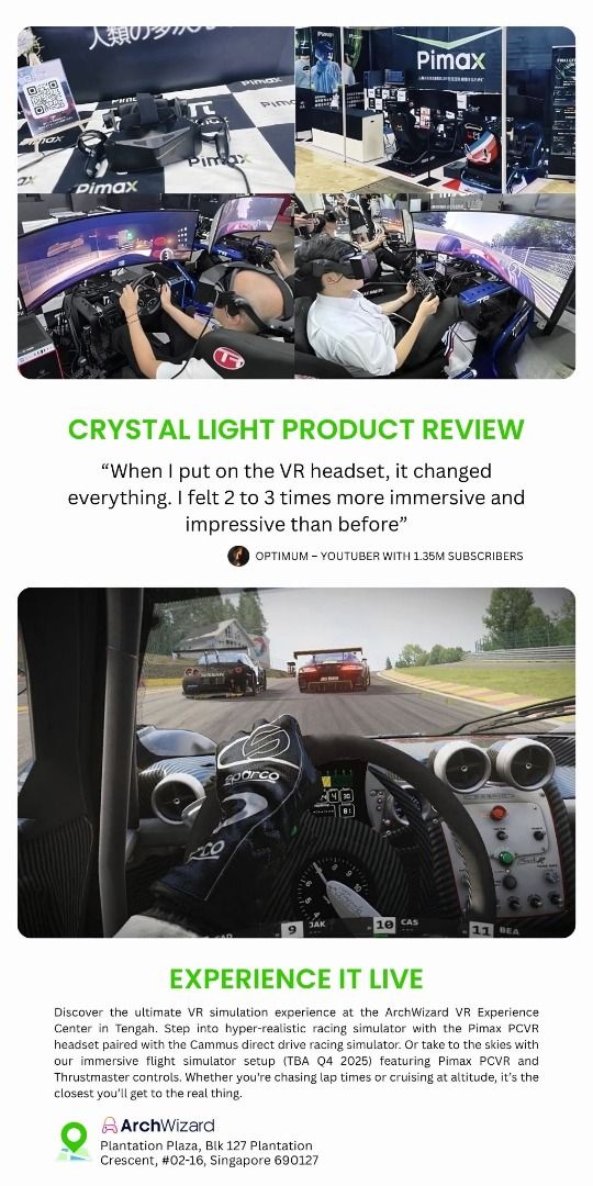 Pimax Crystal Light - Ultra-High Resolution Virtual Reality Headset PCVR - Highest End PCVR Device 🛍️ Pimax - ArchWizard (Category: Virtual Reality) located in Singapore. Submitted by archwizard (Listing ID 1375437879, Image 4). Description: 📋 Variation Pimax Crystal Light Pimax Prime $899 Pimax Crystal Light Full Price $1299 🛍️ Pimax Crystal Light Step into the next generation of immersive VR with the Pimax Crystal Light – where ultra-clear v