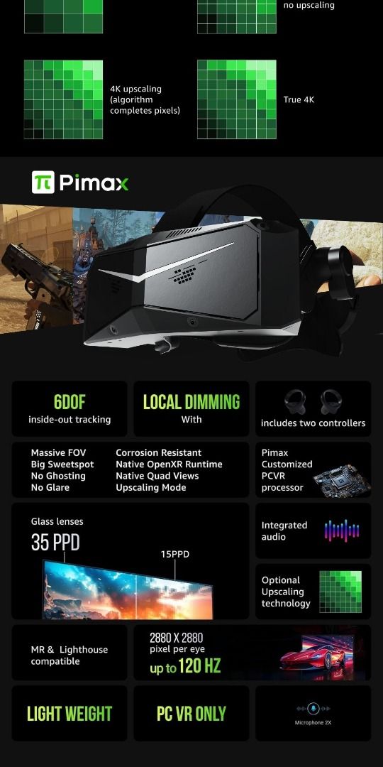 Pimax Crystal Light - Ultra-High Resolution Virtual Reality Headset PCVR - Highest End PCVR Device 🛍️ Pimax - ArchWizard (Category: Virtual Reality) located in Singapore. Submitted by archwizard (Listing ID 1375437879, Image 7). Description: 📋 Variation Pimax Crystal Light Pimax Prime $899 Pimax Crystal Light Full Price $1299 🛍️ Pimax Crystal Light Step into the next generation of immersive VR with the Pimax Crystal Light – where ultra-clear v