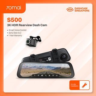 70mai S500 Rearview Mirror Dashcam | 11” Full Touch Display | 2.7K + FHD Dual Cam | Stream Media Mirror Cam