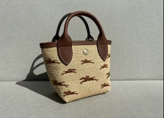 LONGCHAMP embroidered straw basket bag, summer versatile style