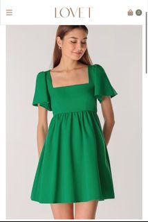 Lovet Tasmin Flutter Sleeve Babydoll Dress (Kelly Green)