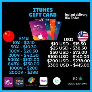 🇨🇳 🇺🇸 [NO LOGIN] 100% CHEAPEST ｜ CHINA ITUNES GIFT CARD |  ITUNES TOP UP | CHINA APPLE ITUNES | APPLE STORE | 中国苹果卡| 礼品卡| 中国苹果充值卡｜王者荣耀 | US APP STORE | US ITUNES TOP UP | USA | USD | 