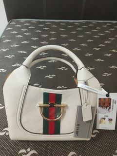 BY&BP White Handbag with Green and Red Stripe