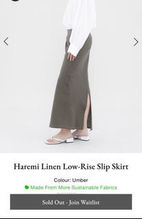 Size L TEM Haremi Linen Low-Rise Slip Skirt - Umber