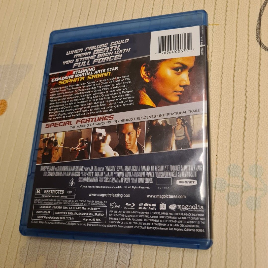 CLEARANCE AND FREE TRACKABLE SHIPPING AND LIKE NEW! Sophita Sriban's Hit Action Thriller Vanquisher Blu Ray (Category: CDs & DVDs) located in Singapore. Submitted by doraguy (Listing ID 1390164175, Image 2). Description: Originally sold to a carousell buyer. However he tried to play using Sony PlayStation. Playing with normal blu ray player is proven ok but he refuse to take back the disc. Now selling at a low price to clear stock. Disc is in alm
