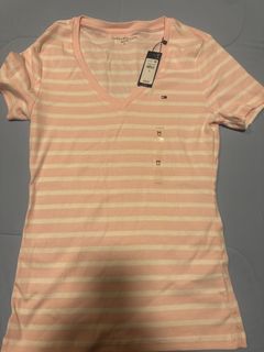 Tommy Hilfiger Striped V-Neck T-Shirt - Medium