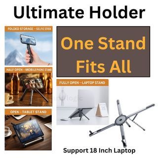Ultimate Holder Magnetic Selfie Stick One Stand Fits All Supports 18 Inch Laptop Tablet & Mobile Phone Holder
