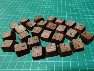 Real Wood keycaps all alphas shine through walnut artisan