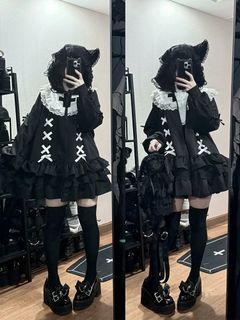 Lolita Black Dress Jirai Kei Jfashion Cosplay