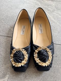 Jimmy Choo Black Flats with Embellishments