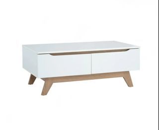 Coffee Table in Oak Color Leg, White Color Top