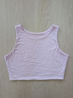 Topazette Cropped Ribbed Tank Top in Lilac - XL