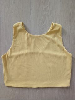 Topazette Yellow Ribbed Crop Top - XL