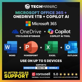 💻 Microsoft 365 / Office 365 ✅ (Word Excel PowerPoint Outlook) + OneDrive + Copilot AI | Private Account / Upgrade Own Account / Activation Key