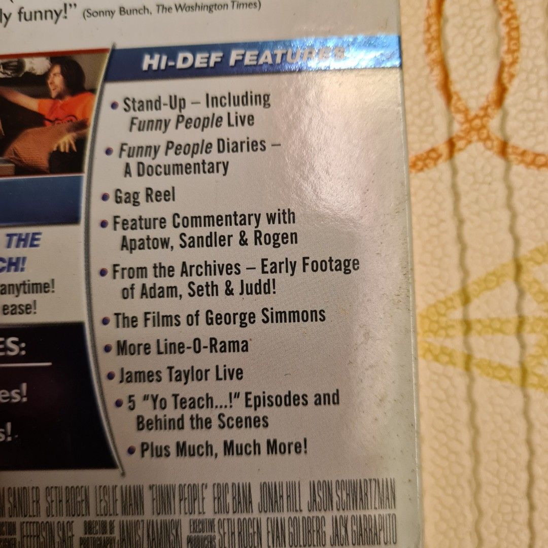 FREE TRACKABLE SHIPPING AND NEW AND SEALED! Adam Sandler, Seth Rogen, Lesile Mann, Jonah Hill, Eric Bana's Comedy Funny People 2-Disc Unrated Collector's Edition Blu-ray (Category: CDs & DVDs) located in Singapore. Submitted by doraguy (Listing ID 1418722835, Image 4). Description: Adam Sandler plays George Simmons, a successful comedian of Adam Sandler proportions who is diagnosed with a fatal blood disease. Faced with impending death, he recogn
