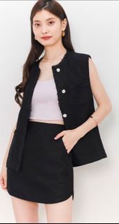 TSS Black Vest with pearl buttons