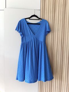 cobalt blue eyelet babydoll dress