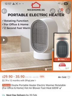 Douhe Portable Oscillating Electric Desktop / Office Heater - Fast Heating