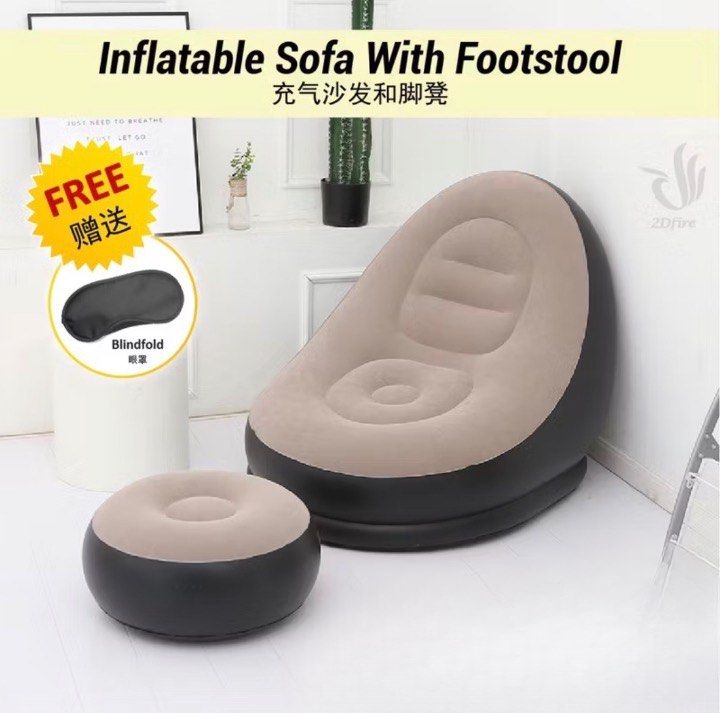 Inflatable Lazy Sofa Chair with Footstool | Comfortable Air Couch Lounge | Portable Relaxation Seating | Home, Bedroom, Living Room, Outdoor Use (Category: Massage Devices) located in Singapore. Submitted by igotfruit60778 (Listing ID 1419246796, Image 1). Description: .