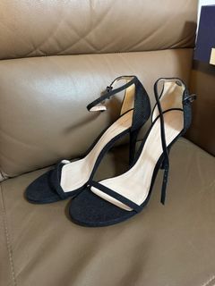 Stuart Weitzman Nudist Curved Heel Sandals - Black