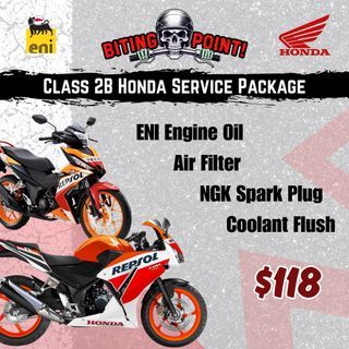 Honda CBR150R / RS150 / Wave125 Service Package Engine Oil Change Full Servicing class 2b motorcycle bike repair workshop Honda ori air filter ngk synergy kaki bukit shop level 1 full package coolant flush Eni Motul