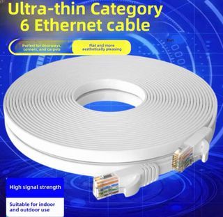 15m / 20m / 30m LAN White Flat Cable Ethernet WAN Cable White