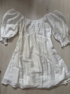 White Puff Sleeve Mini Dress