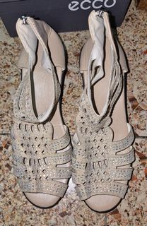 Beige Embellished Sandals - Size 38