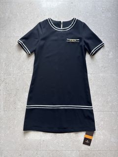 Navy Dress with White Trim