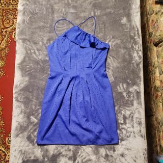 Topshop Cobalt Blue Mini Dress with Ruffle Detail