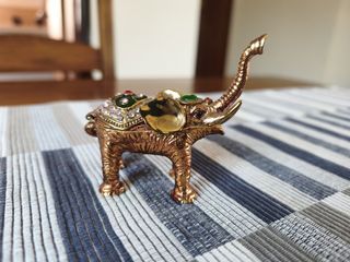 Mini Vintage Elephant Trinket Box with Rhinestones