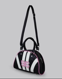 Y2K black pink bowling  bag with Shoulder Strap