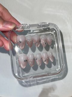 pink cat eye press on nails extension