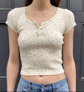 authentic brandy melville cream floral zelly eyelet