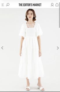 The Editor's Market Brissa Puff-Sleeve Dress, White - XS